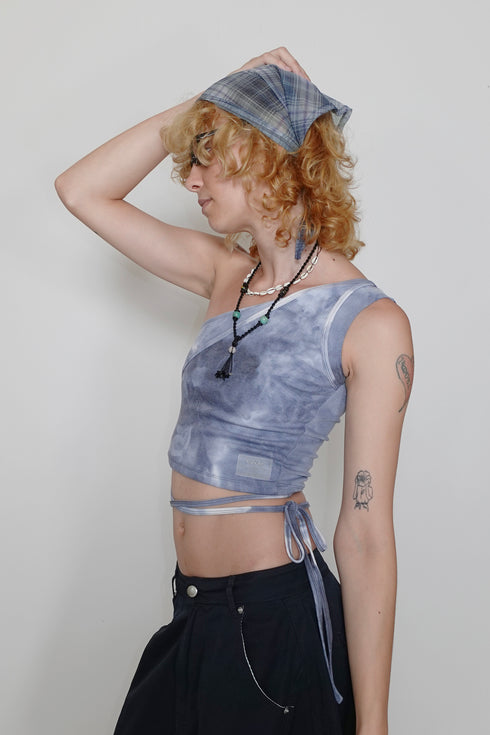 【RESTOCK】SHEER CHECK SCARF -BLUE-